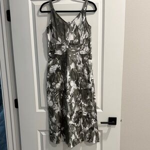 NWT INIZIO BY Portollo Green and White Italy linen  Floral Dress sz m